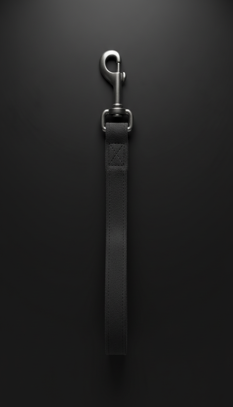 Charcoal Suede Leash With Brushed Steel Clasp