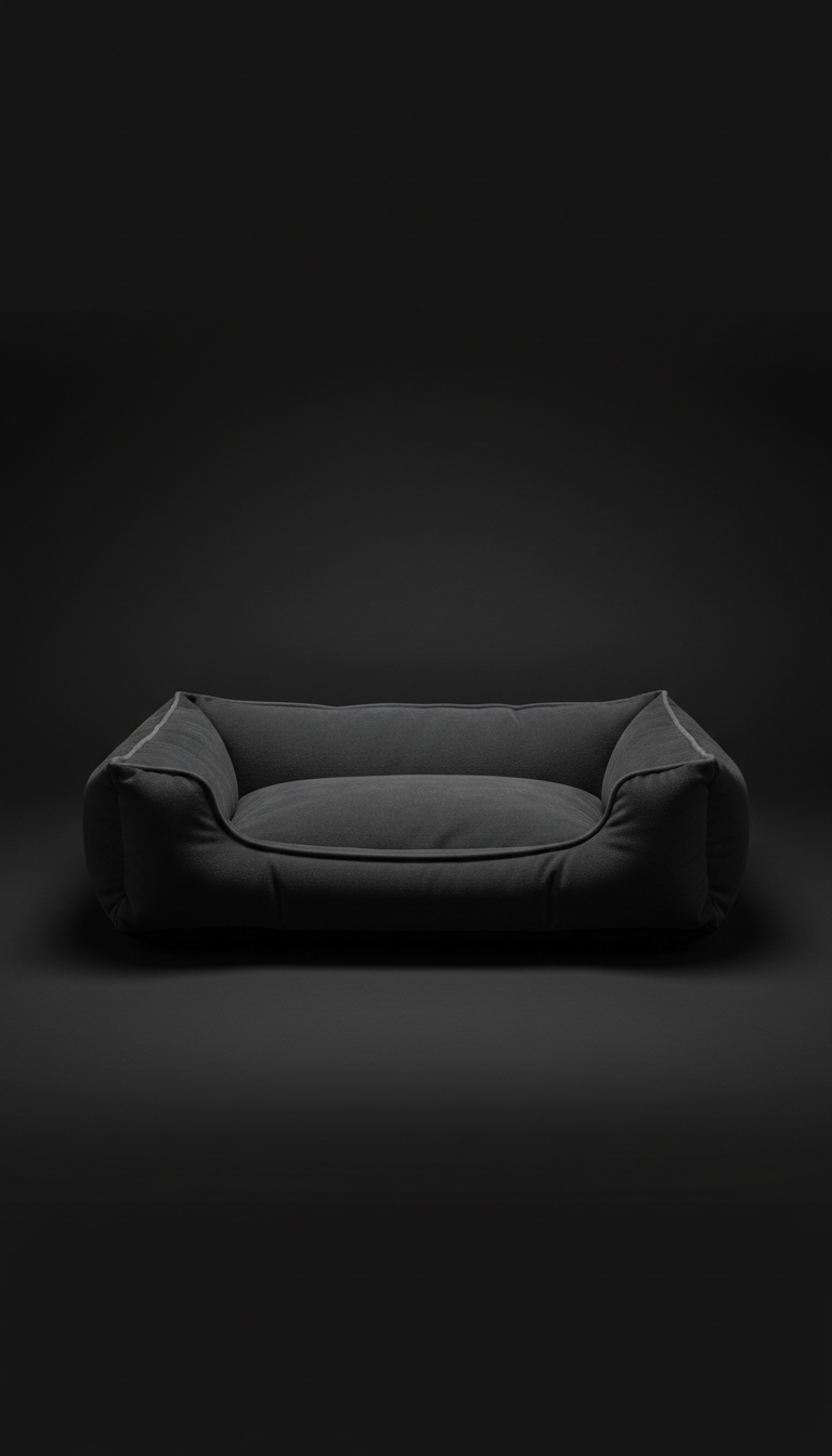 Matte Black Luxury Dog Bed With Minimalist Piping