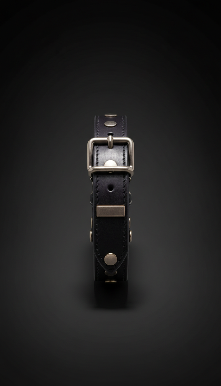 Obsidian Italian Leather Dog Collar